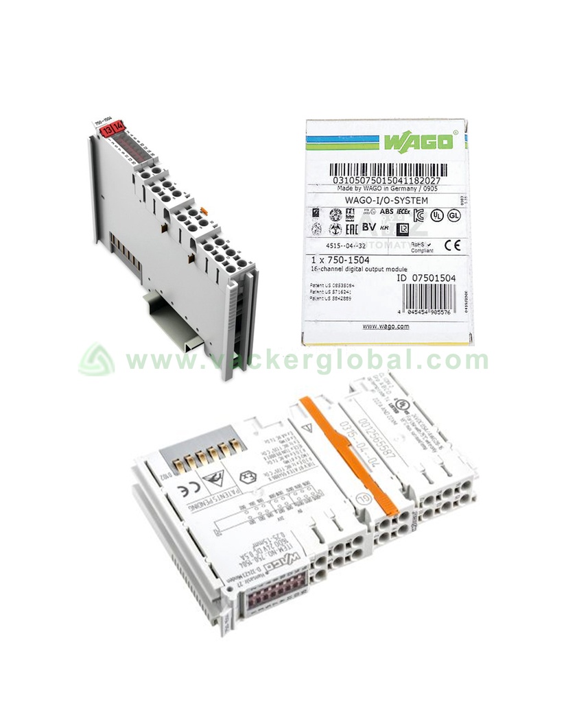 16-channel digital output; 24 VDC; 0.5 A; light gray 750-1504