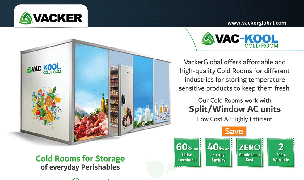 Modular economic, energy-saving cold room, VacKool for 3°C to 5°C (Size: 3mX3mx2.4m)